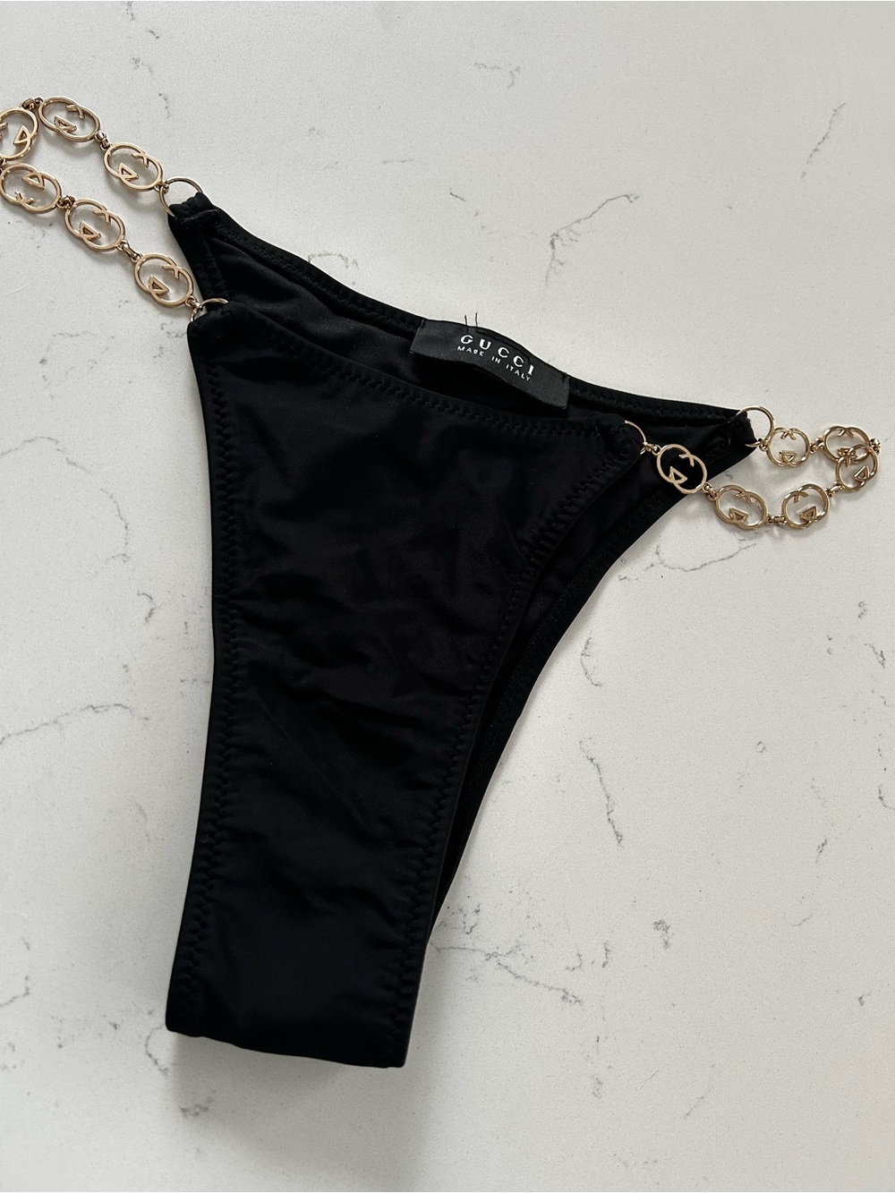 NEW G monogram black gold bikini bottom. Size small - Picture 3 of 9